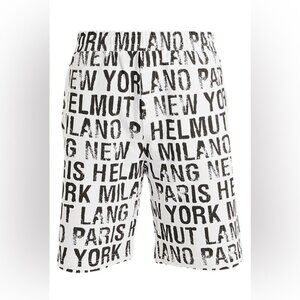 Helmut Lang Text Print shorts in Black and White M